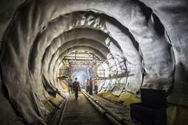 A worker in a tunnel during construction of the MTA's east side access project