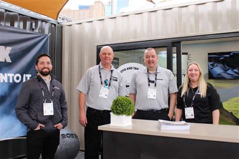 From left: Product Manager Charlie Urquhart, Robert Franklin, Director of Sales – Americas, Senior Product Manager Scott Pollock and Marketing Communications Manager Victoria Thomson at the Rokbak stand ready to discuss the four product themes 